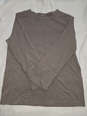 Athleta Ascent Seamless Brown Long Sleeve Top, Size Small